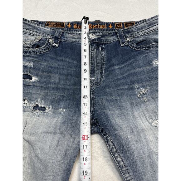 Rock Revival Pierre Distressed Denim Shorts Size 44 Men’s Y2K Revival Grunge - Picture 9 of 12